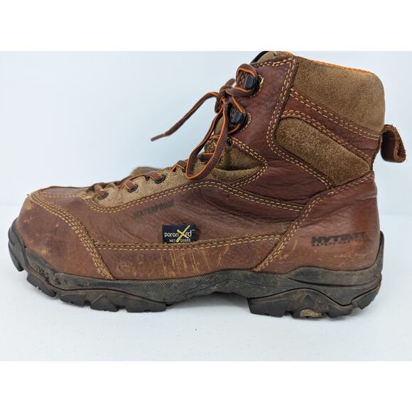 HYTEST Boots K12251 Brown Leather Safety Steel Toe Waterproof Boots Mens 13 - Picture 3 of 9